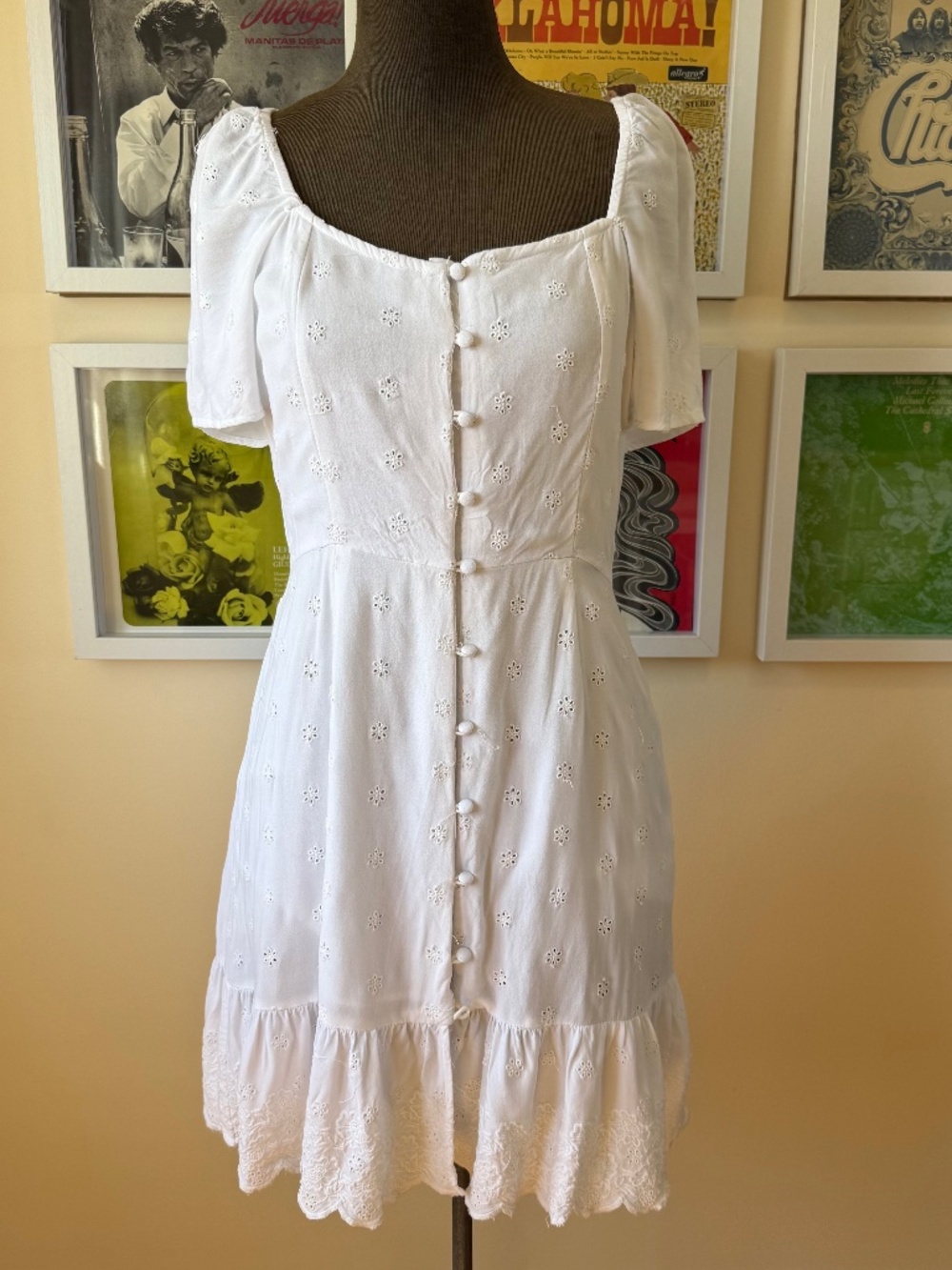 Angie White Eyelet Mini Dress